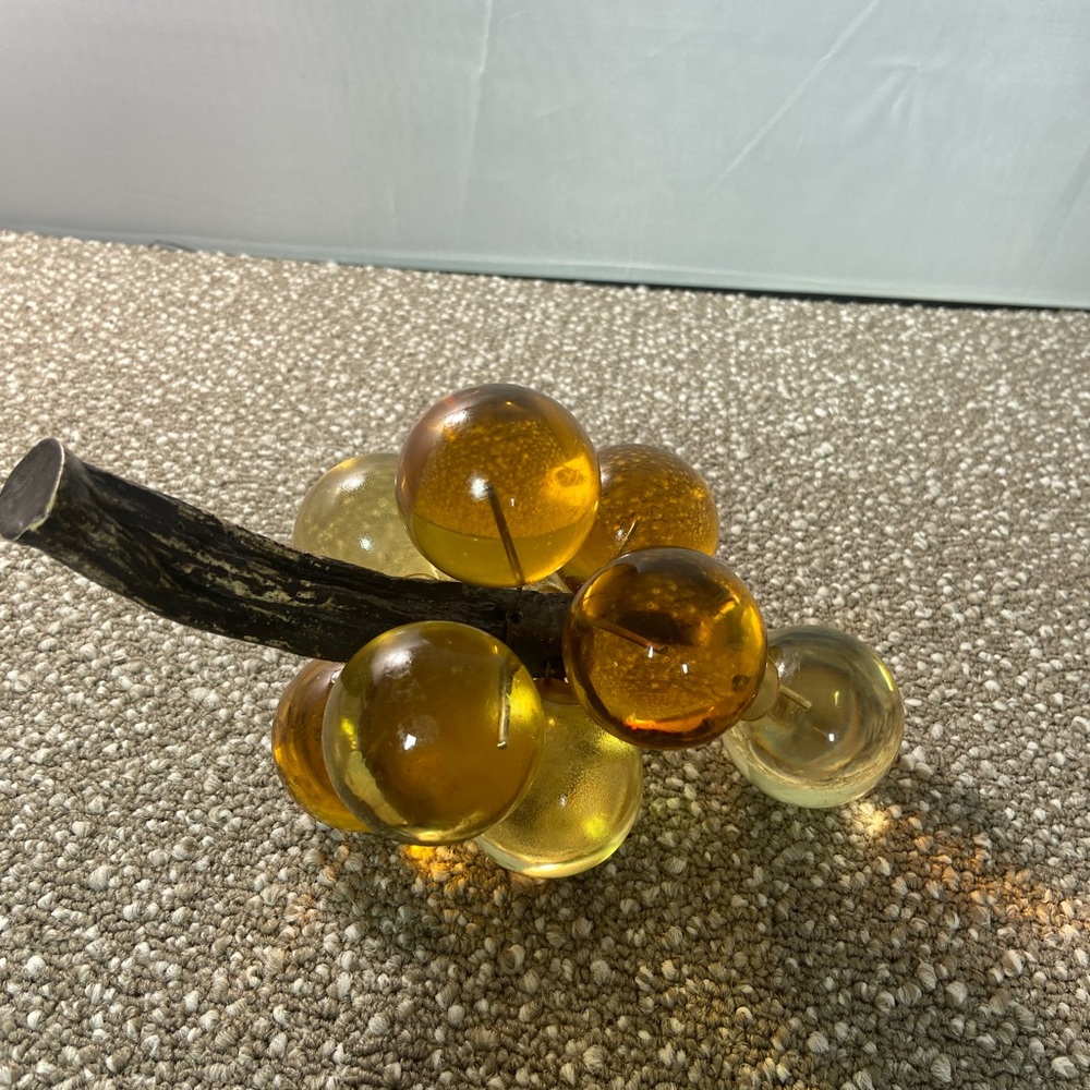 Vintage Amber  Lucite Grapes MCM Retro and Grape Cluster  from the 1960 Decor.